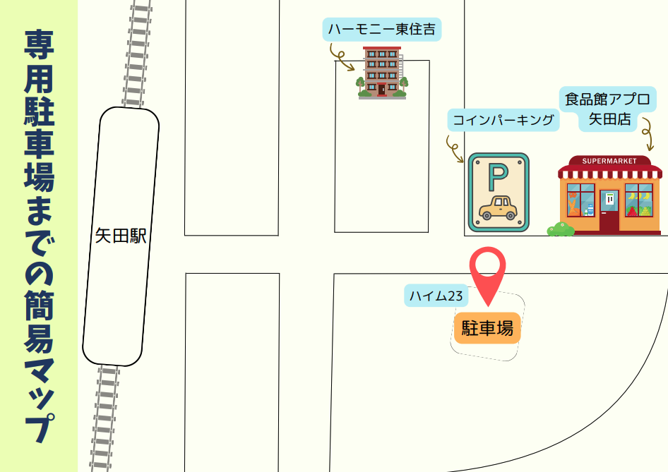 専用駐車場までの簡易マップ